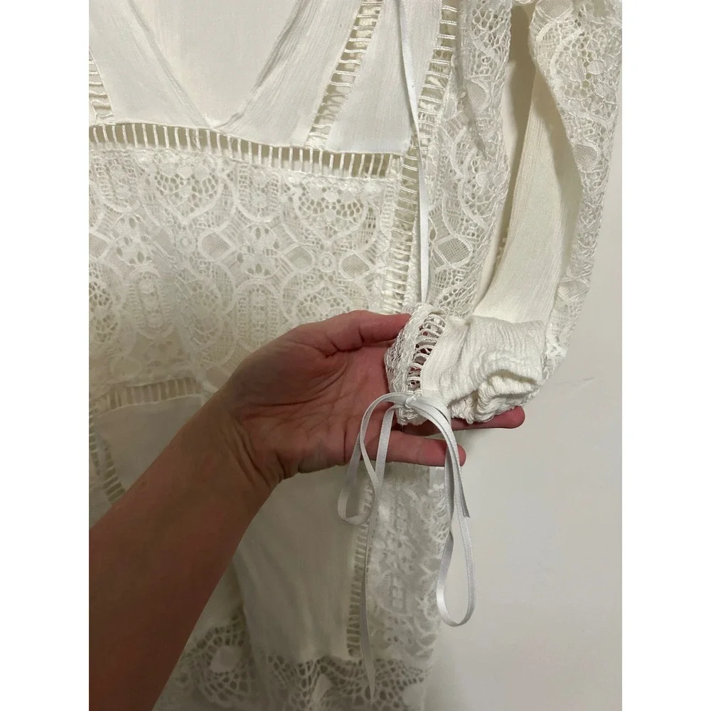 For Love & Lemons Martinique Lace Swim Cover Up White Medium